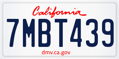 CA license plate 7MBT439