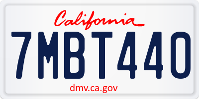 CA license plate 7MBT440