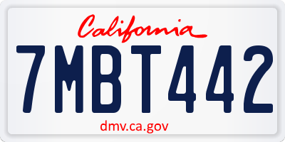 CA license plate 7MBT442