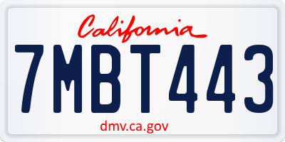 CA license plate 7MBT443