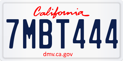 CA license plate 7MBT444