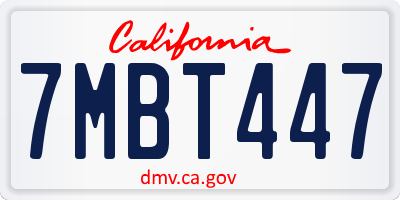 CA license plate 7MBT447