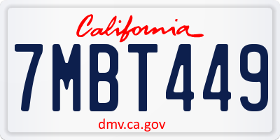 CA license plate 7MBT449