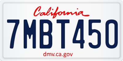 CA license plate 7MBT450