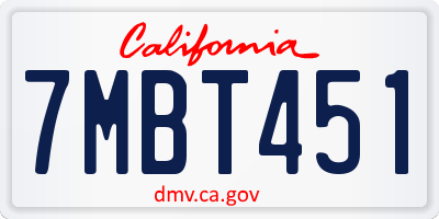 CA license plate 7MBT451