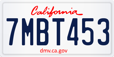 CA license plate 7MBT453