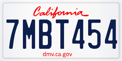 CA license plate 7MBT454