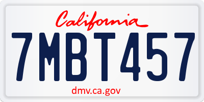 CA license plate 7MBT457