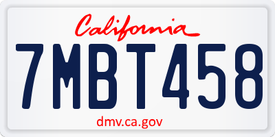 CA license plate 7MBT458