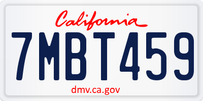CA license plate 7MBT459