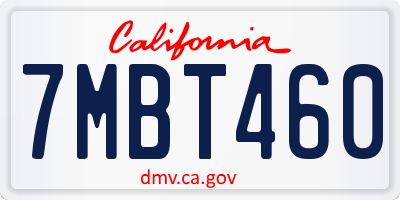 CA license plate 7MBT460