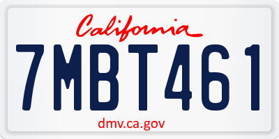 CA license plate 7MBT461