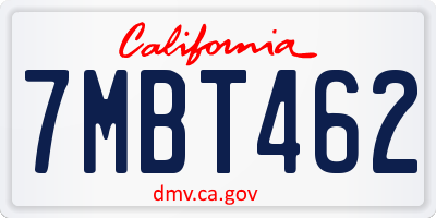 CA license plate 7MBT462