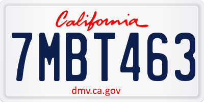 CA license plate 7MBT463