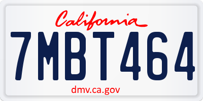 CA license plate 7MBT464