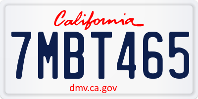 CA license plate 7MBT465