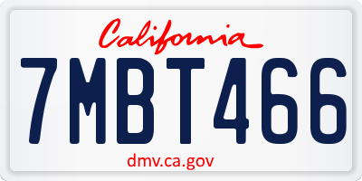 CA license plate 7MBT466
