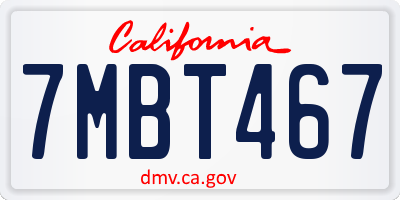 CA license plate 7MBT467