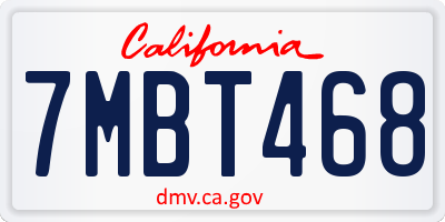 CA license plate 7MBT468
