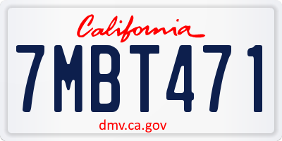 CA license plate 7MBT471