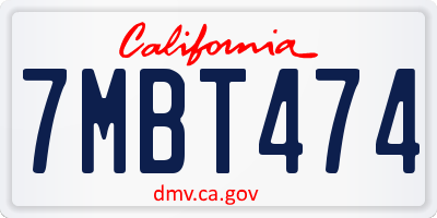 CA license plate 7MBT474
