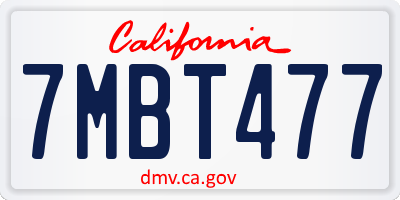 CA license plate 7MBT477