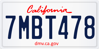 CA license plate 7MBT478