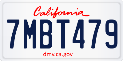 CA license plate 7MBT479