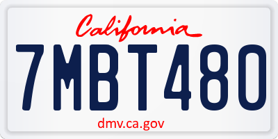 CA license plate 7MBT480