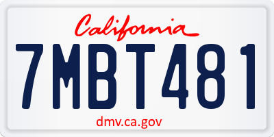 CA license plate 7MBT481