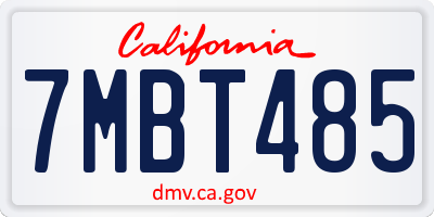 CA license plate 7MBT485