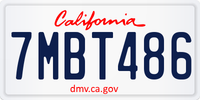 CA license plate 7MBT486