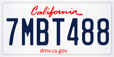 CA license plate 7MBT488