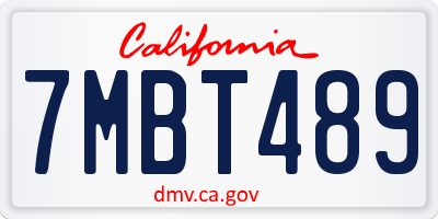 CA license plate 7MBT489