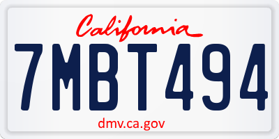 CA license plate 7MBT494