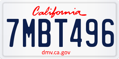 CA license plate 7MBT496