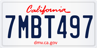 CA license plate 7MBT497