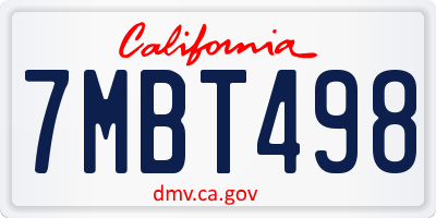 CA license plate 7MBT498