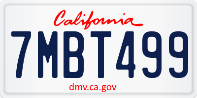 CA license plate 7MBT499