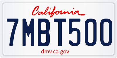 CA license plate 7MBT500