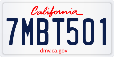 CA license plate 7MBT501
