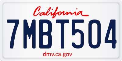 CA license plate 7MBT504
