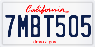 CA license plate 7MBT505