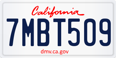 CA license plate 7MBT509