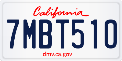 CA license plate 7MBT510