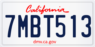 CA license plate 7MBT513
