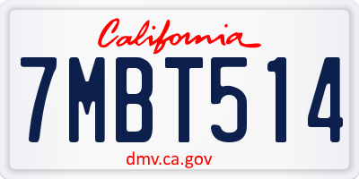CA license plate 7MBT514