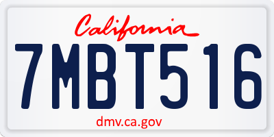 CA license plate 7MBT516