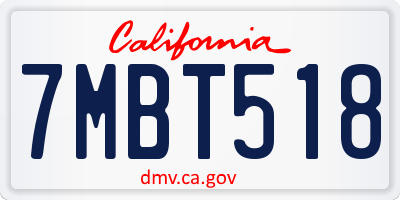 CA license plate 7MBT518