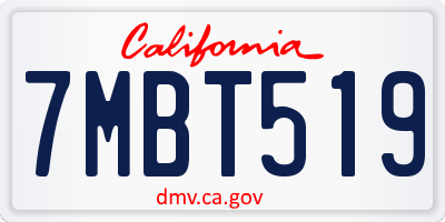 CA license plate 7MBT519